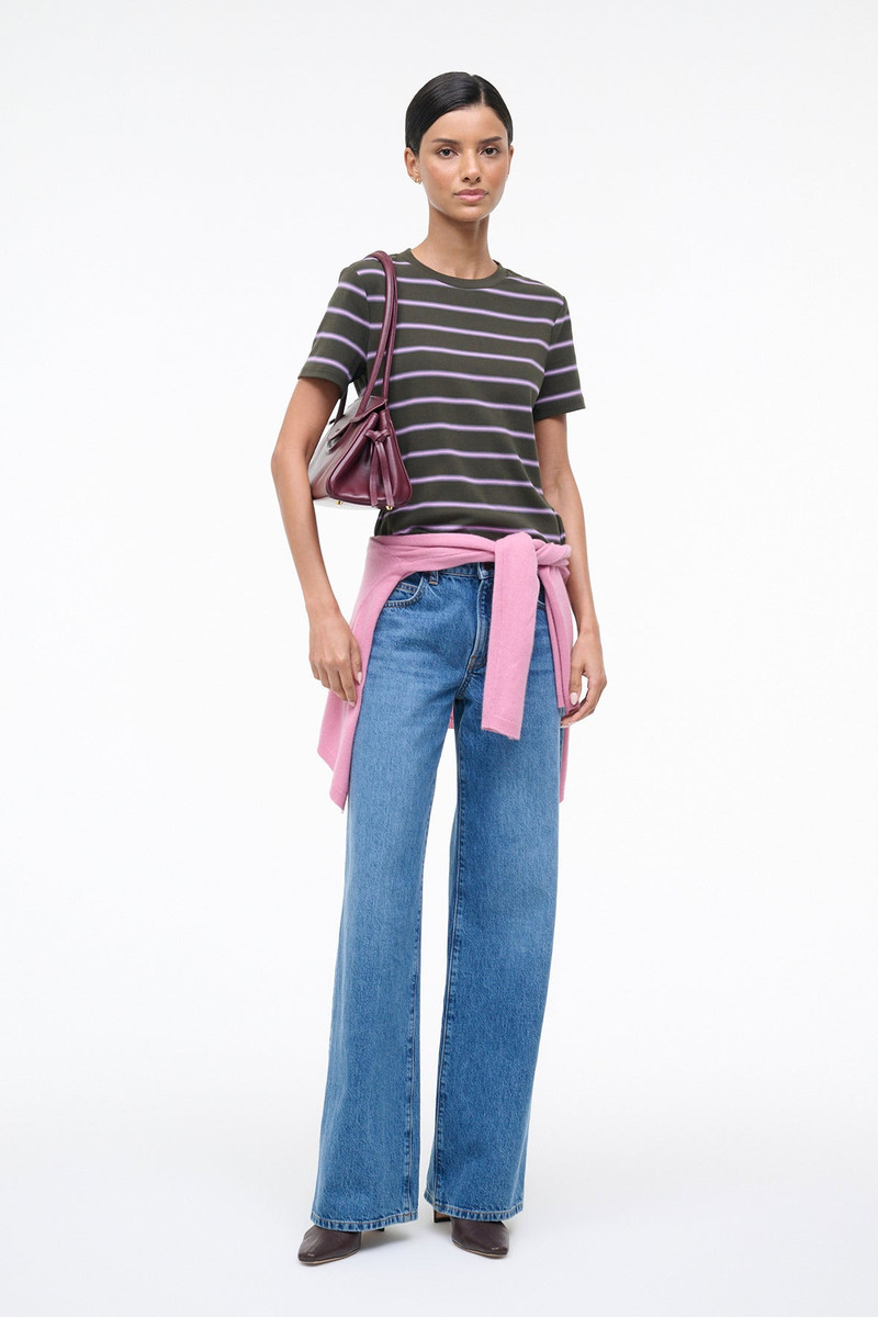 STAUD WEEKEND CREW TEE SPECTRUM STRIPE 1