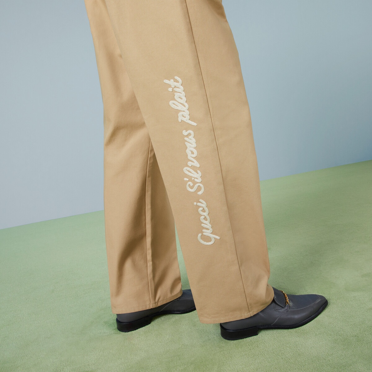 Cotton pant with Gucci embroidery - 3