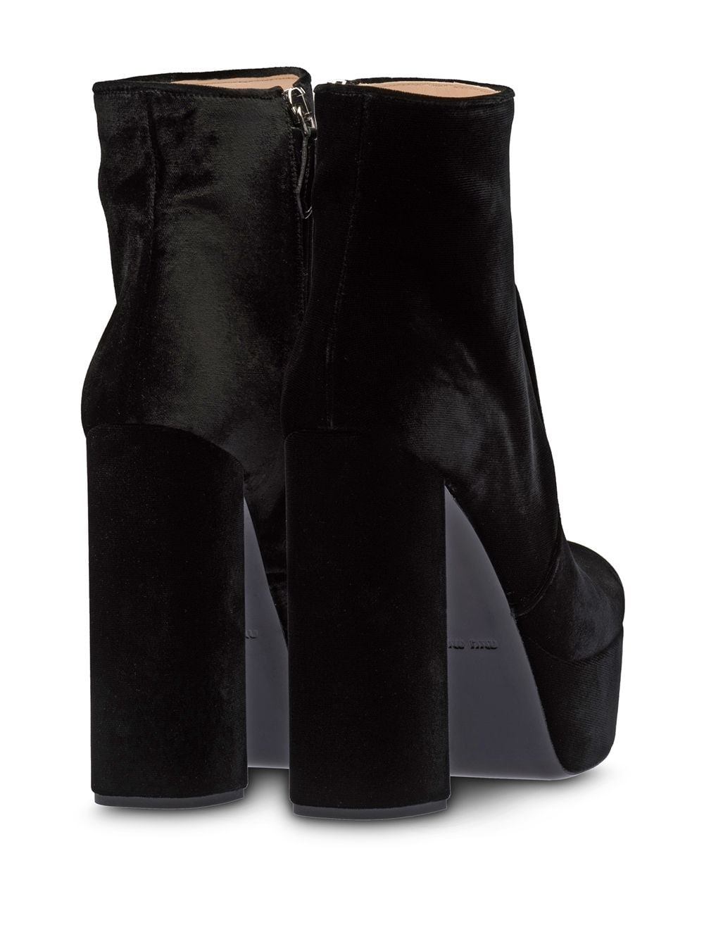 velvet block heel platform boots - 3