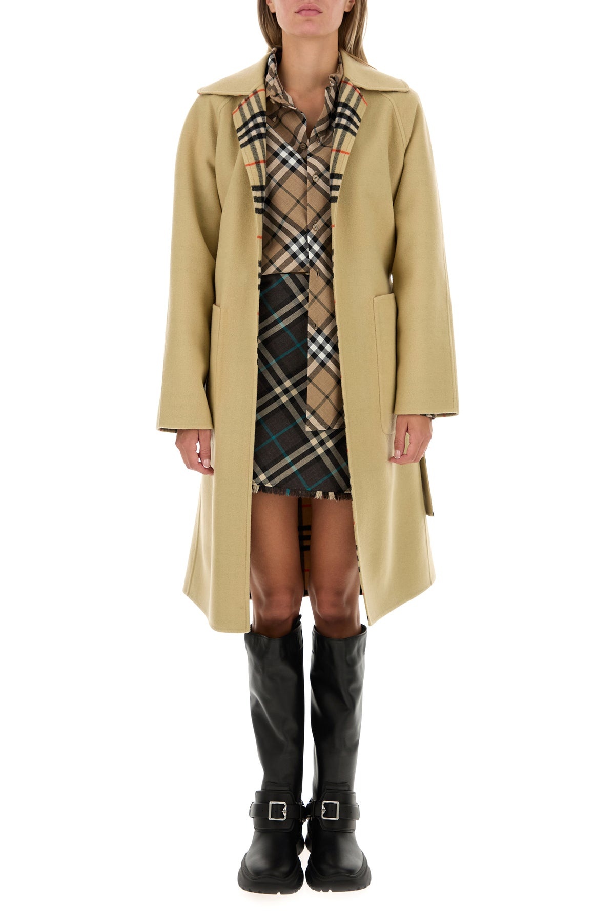 Beige wool reversible coat - 6