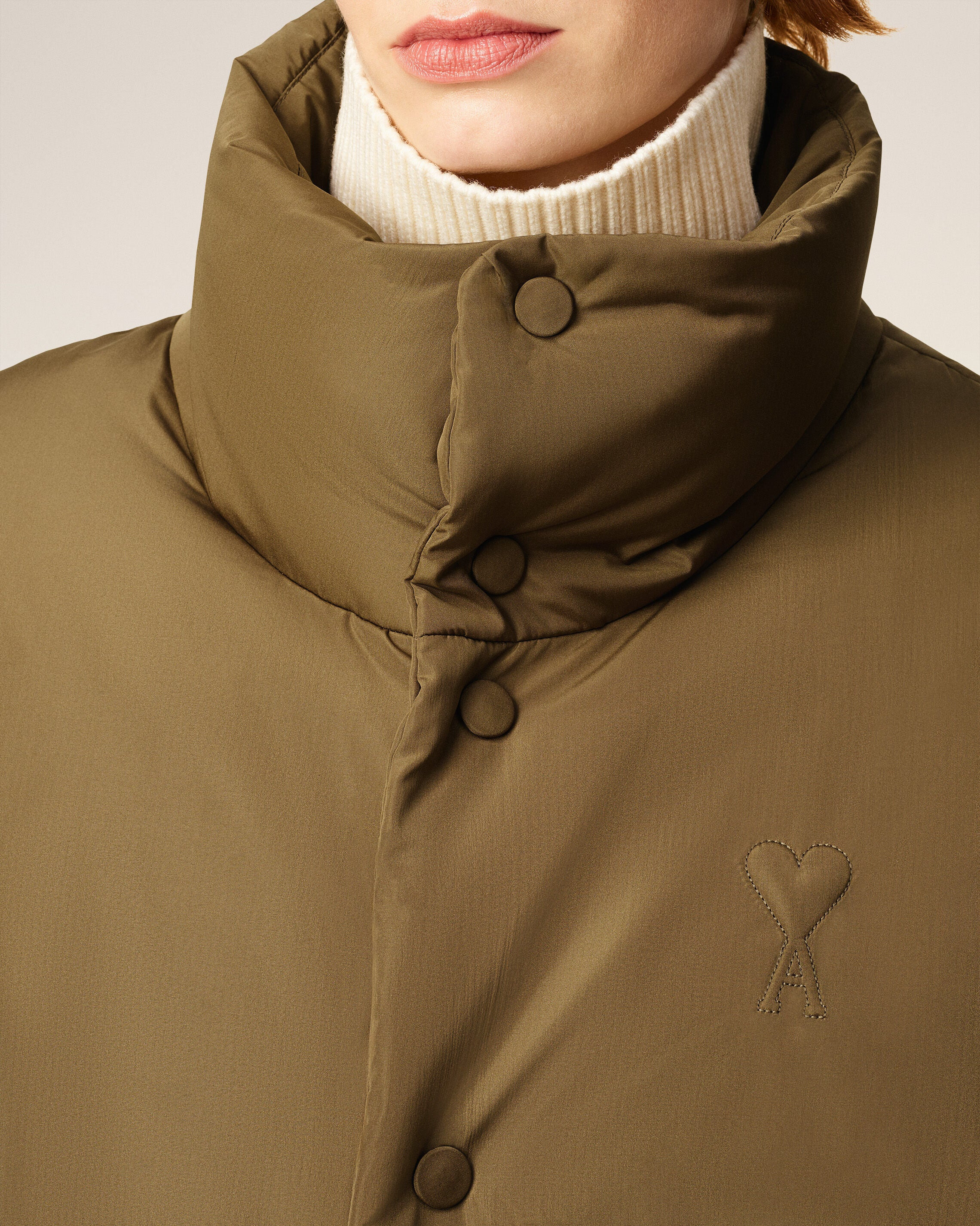 GREEN TAFFETAS  AMI DE COEUR DOWN JACKET - 4