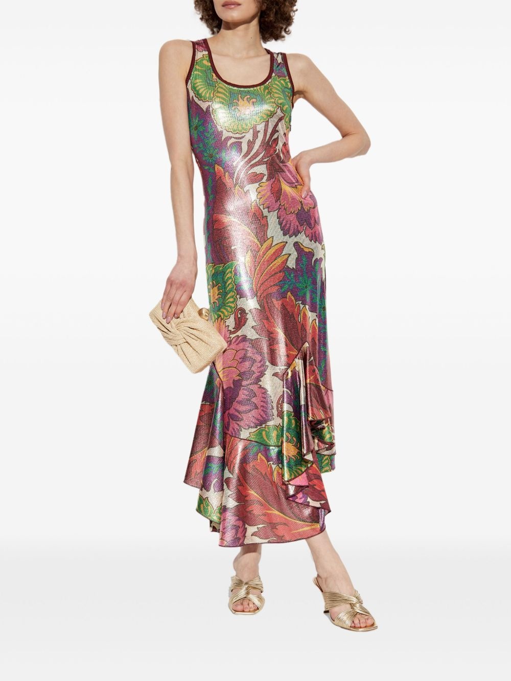shimmering-finish midi dress - 2