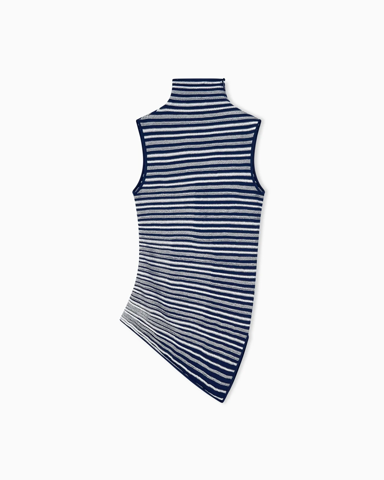 KNIT TOP SLIM FIT SLEEVELESS TURTLENECK IN STRIPED VISCOSE - 1