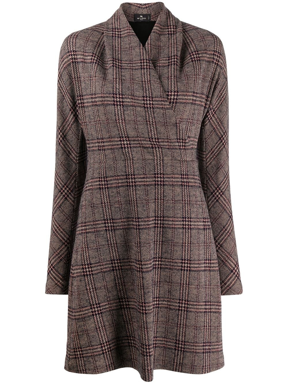 wrap-style plaid dress - 1