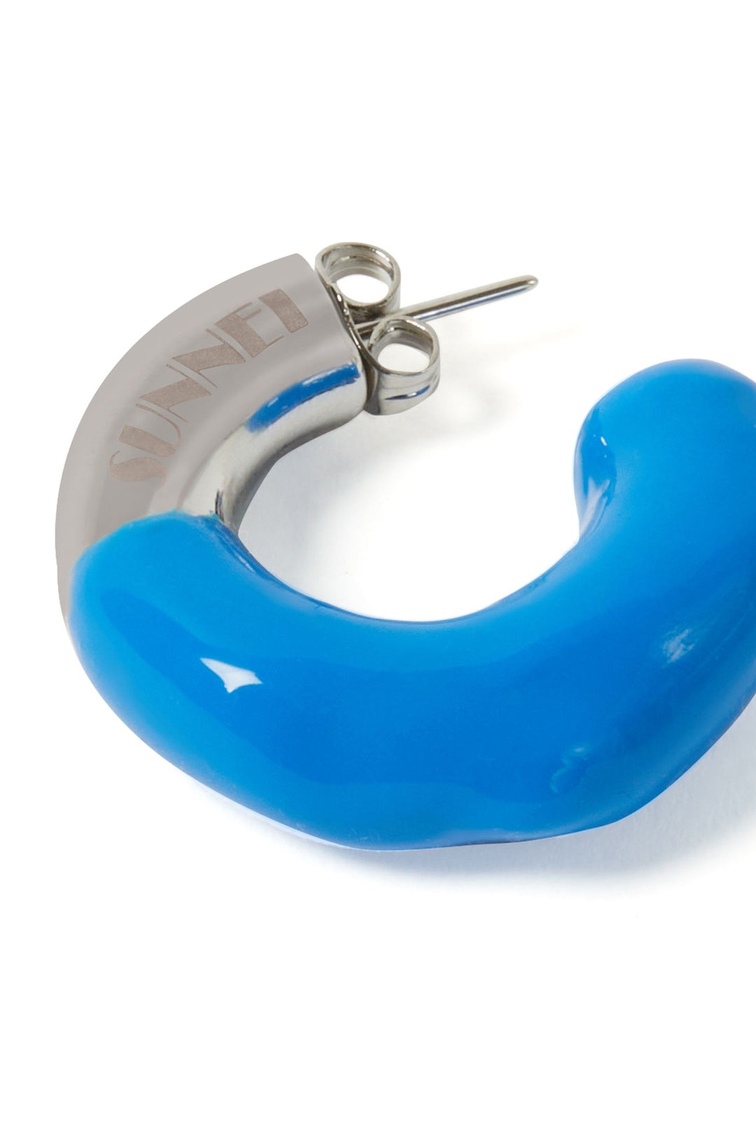 SMALL RUBBERIZED EARRINGS SILVER / electric blue - 2