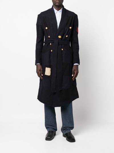 Greg Lauren patchwork-design tie-waist coat outlook