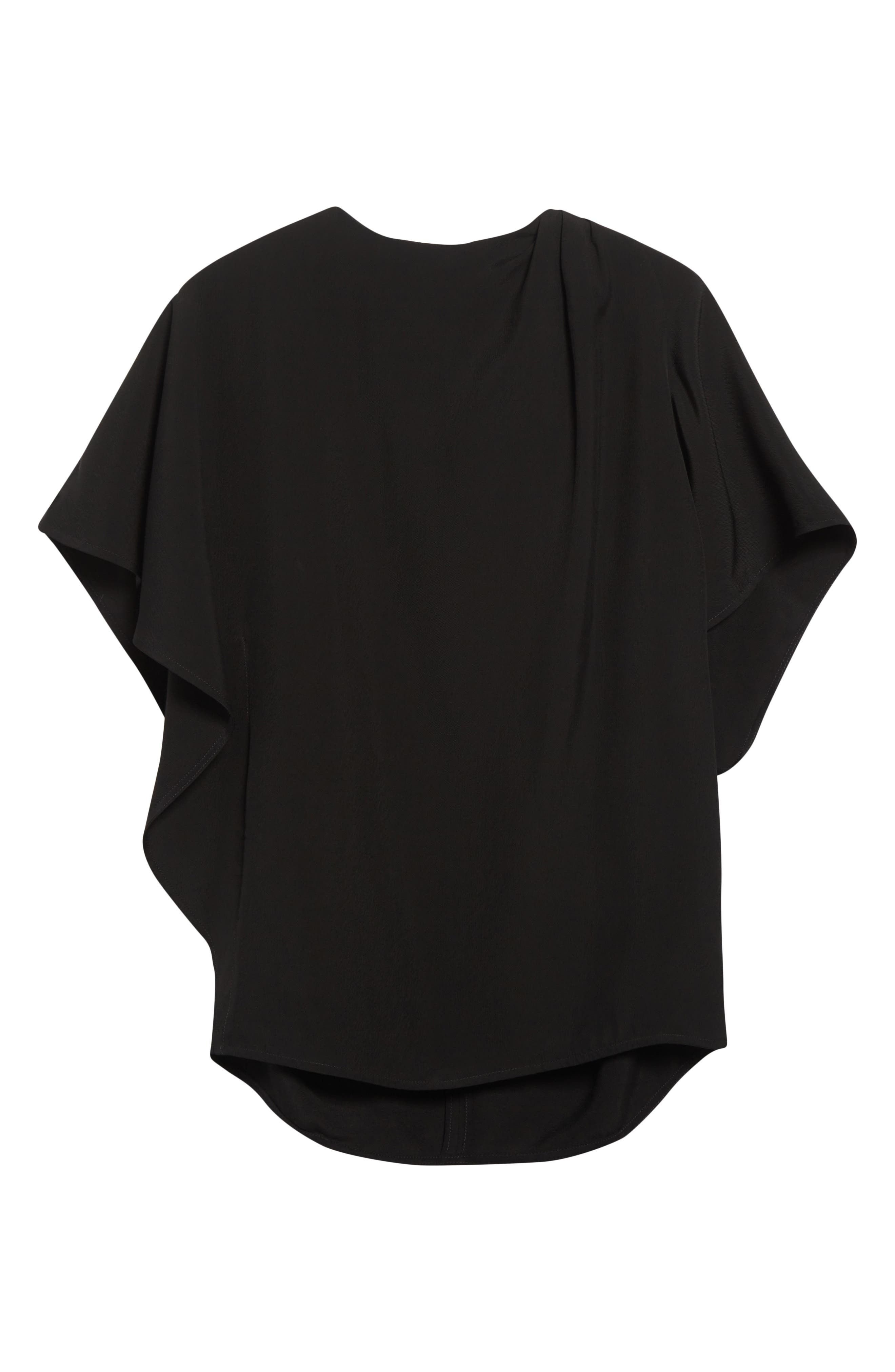 Proenza Schouler Etta Hammered Viscose Asymmetric Sleeve Top in Black at Nordstrom - 6