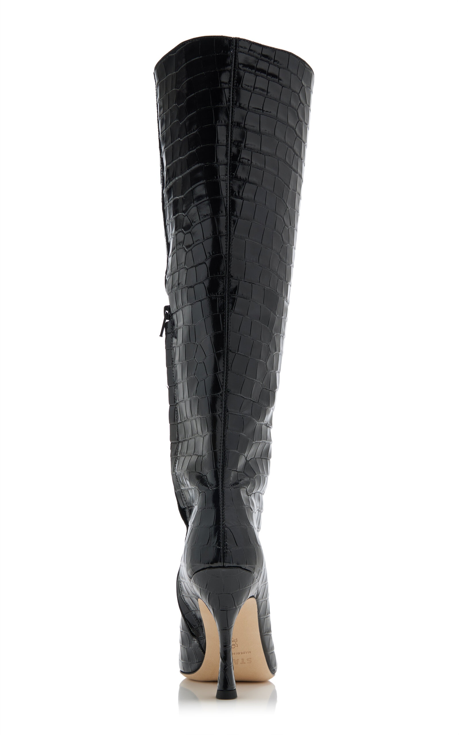 Cami Croc-Embossed Leather Knee Boots black - 4