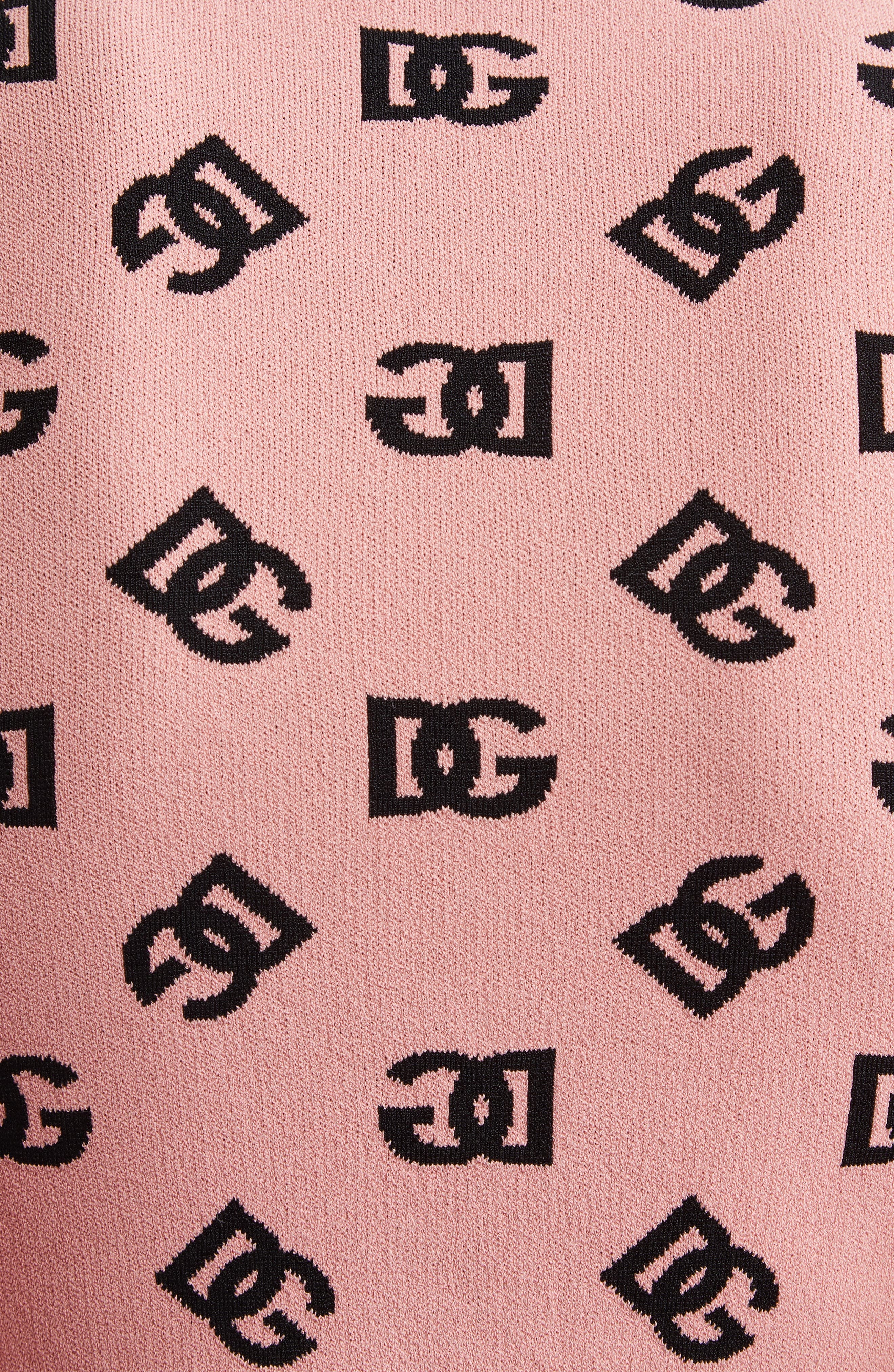Dolce&Gabbana Logo Jacquard Crop Crewneck Sweater in F0473 Rosa Polvere Scuro at Nordstrom - 7