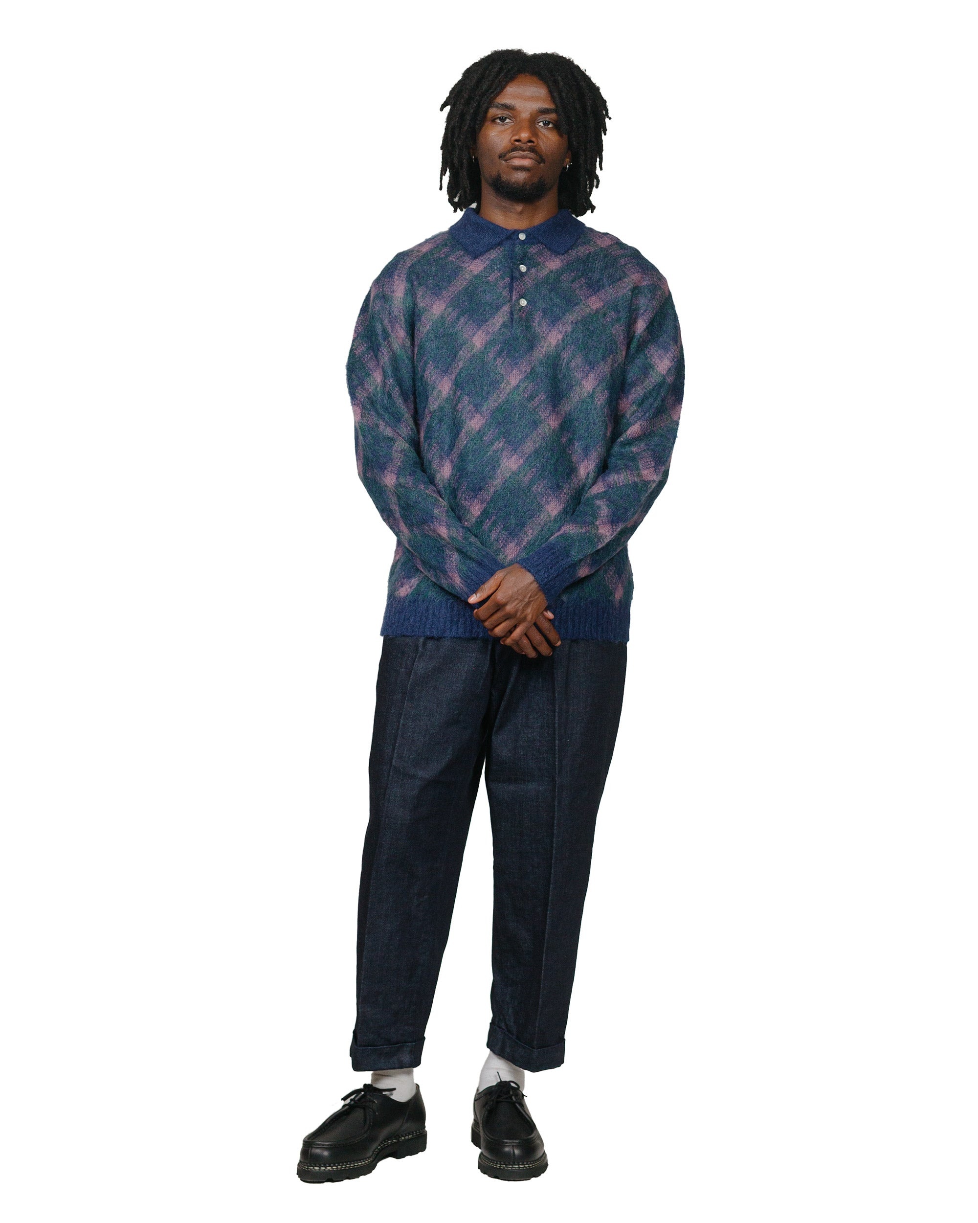 Knit Polo Plaid Navy - 4