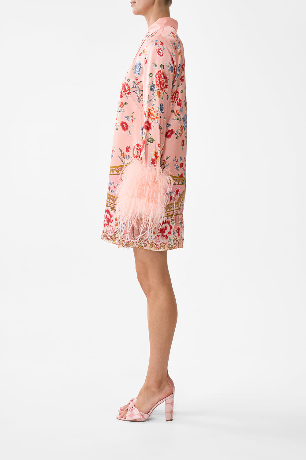 MINI SHIRT DRESS WITH FEATHERS - 4