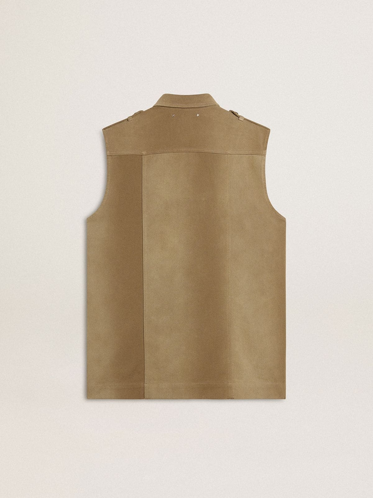 Women's shirt dress in sand-colored denim with military details - 6