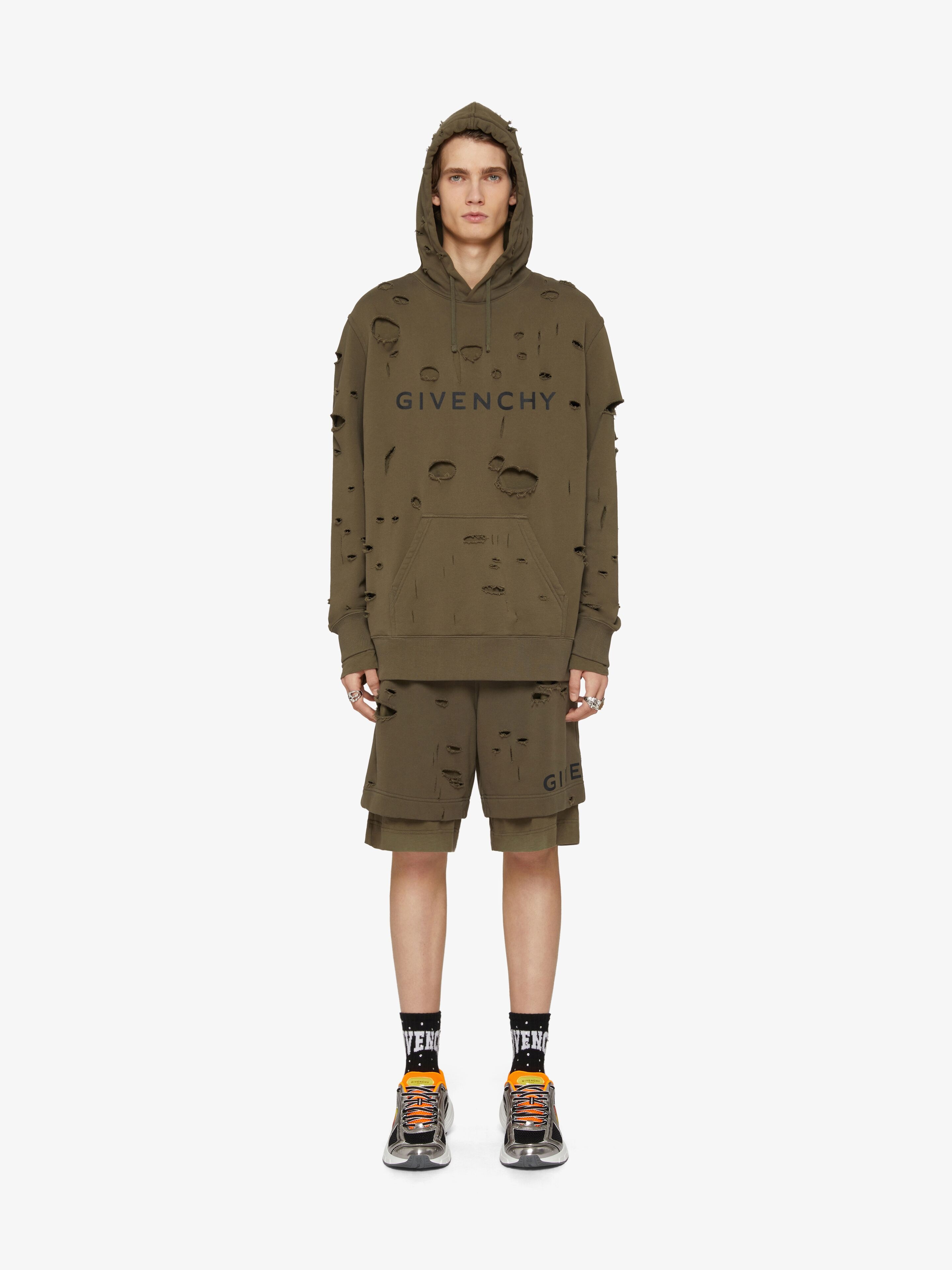 GIVENCHY BERMUDA SHORTS IN FELPA WITH DESTROYED EFFECT - 2