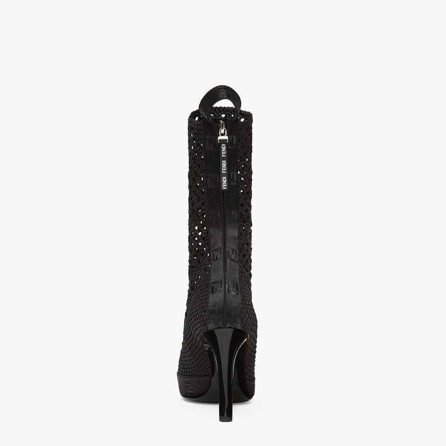 Black stretch lace ankle boots - 3