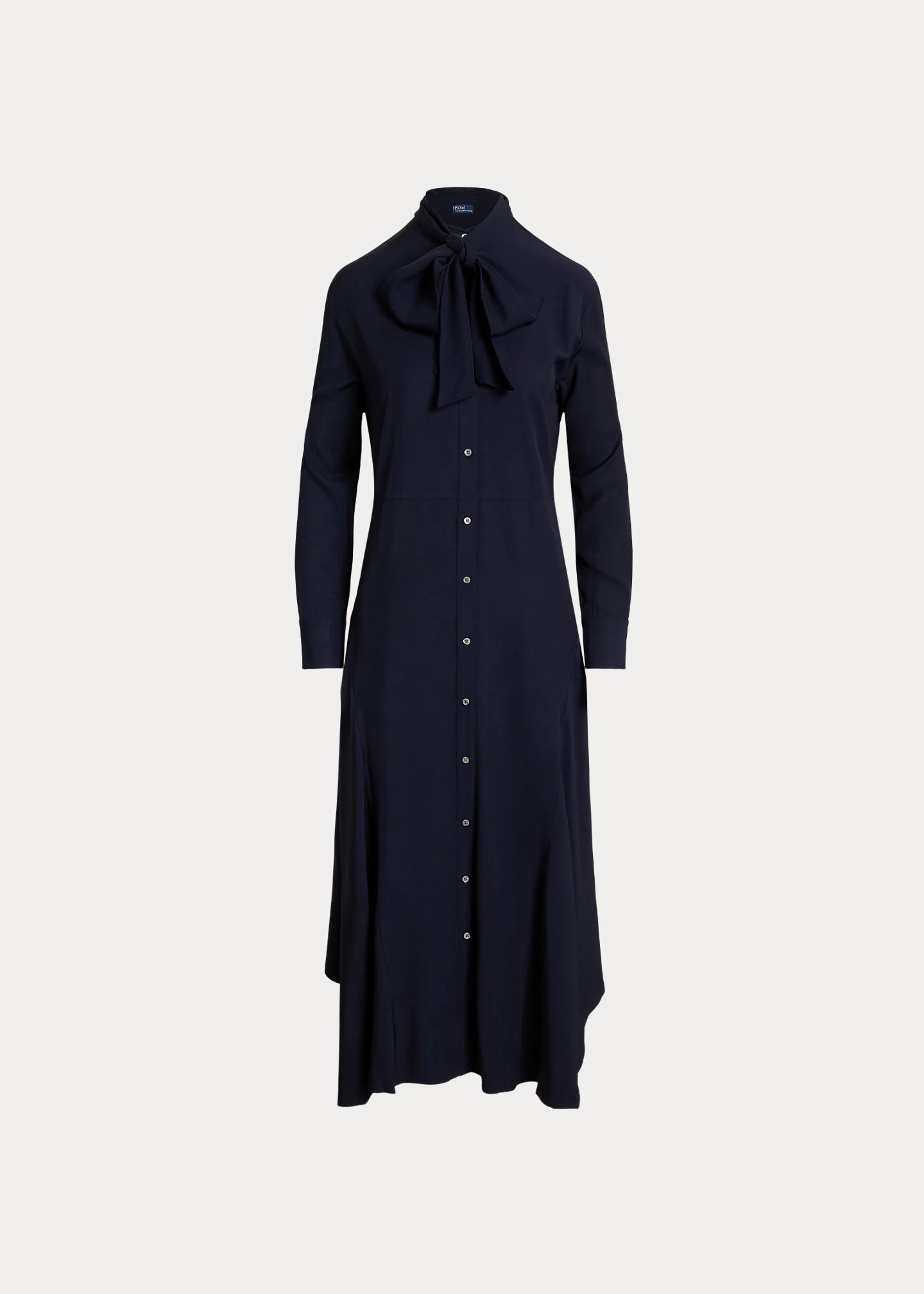 Tie-Neck Twill Shirtdress - 1