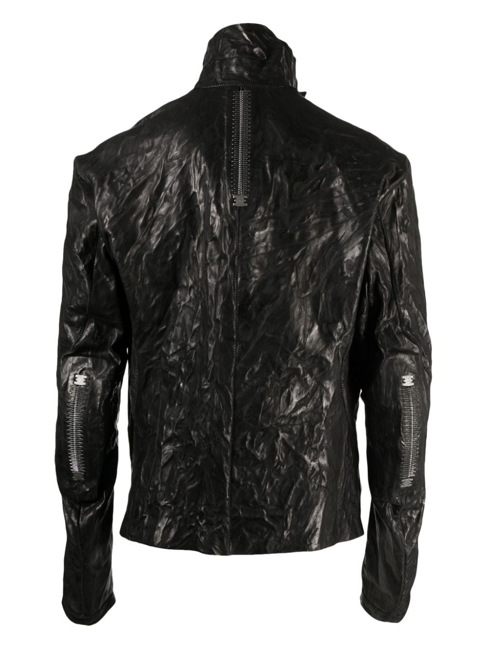 crinkled leather jacket - 2