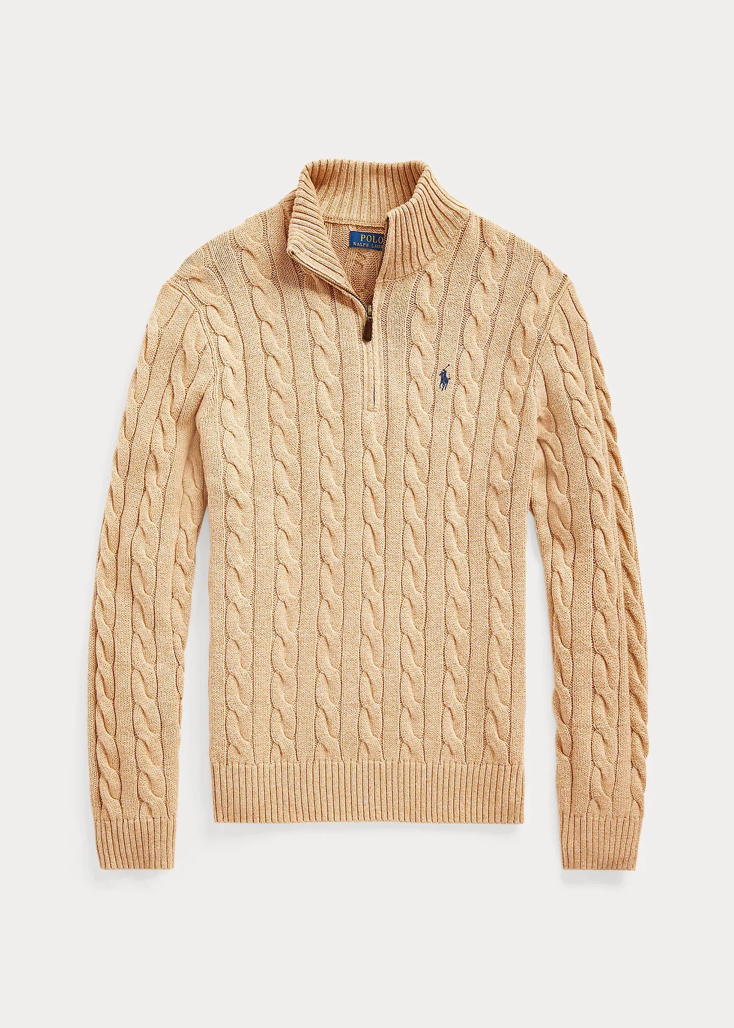 Cable-Knit Cotton Quarter-Zip Sweater - 1