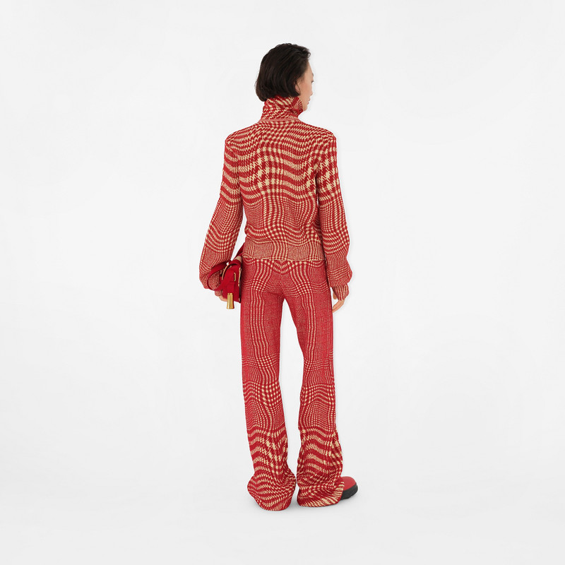 Warped Houndstooth Wool Blend Trousers 4
