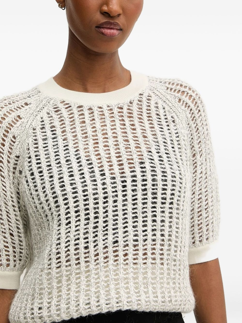 raglan-sleeve open-knit sweater - 4