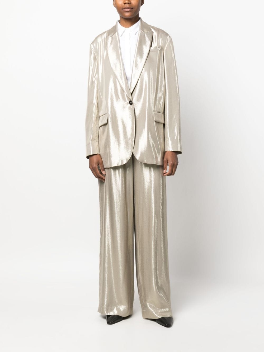 metallic single-breasted blazer - 2