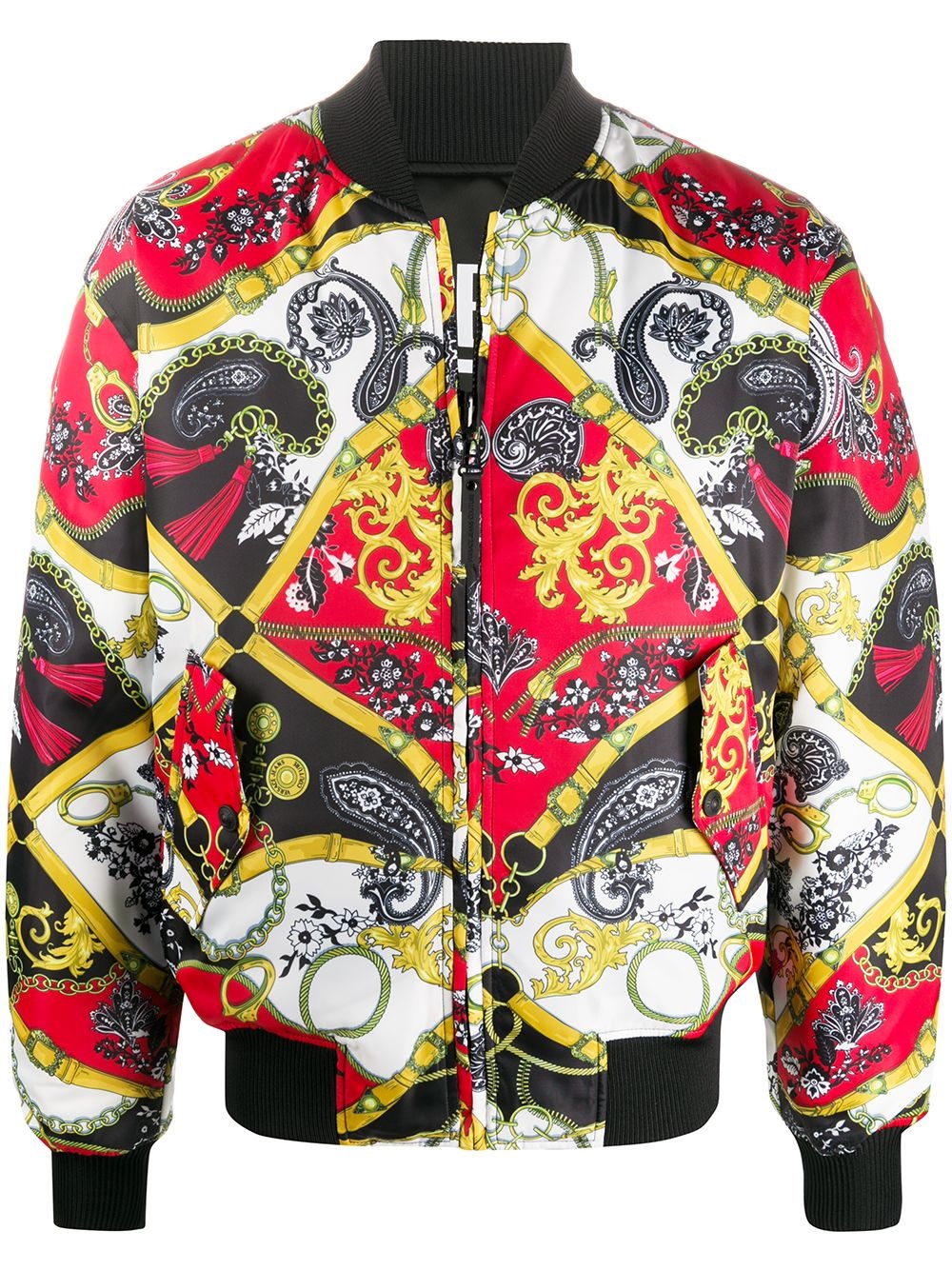 baroque print bomber jacket - 1