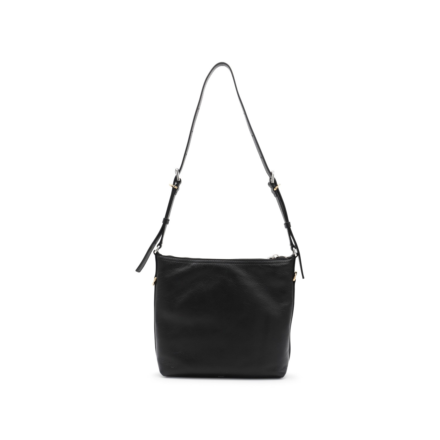 BLACK LEATHER VOYOU SHOULDER BAG - 3