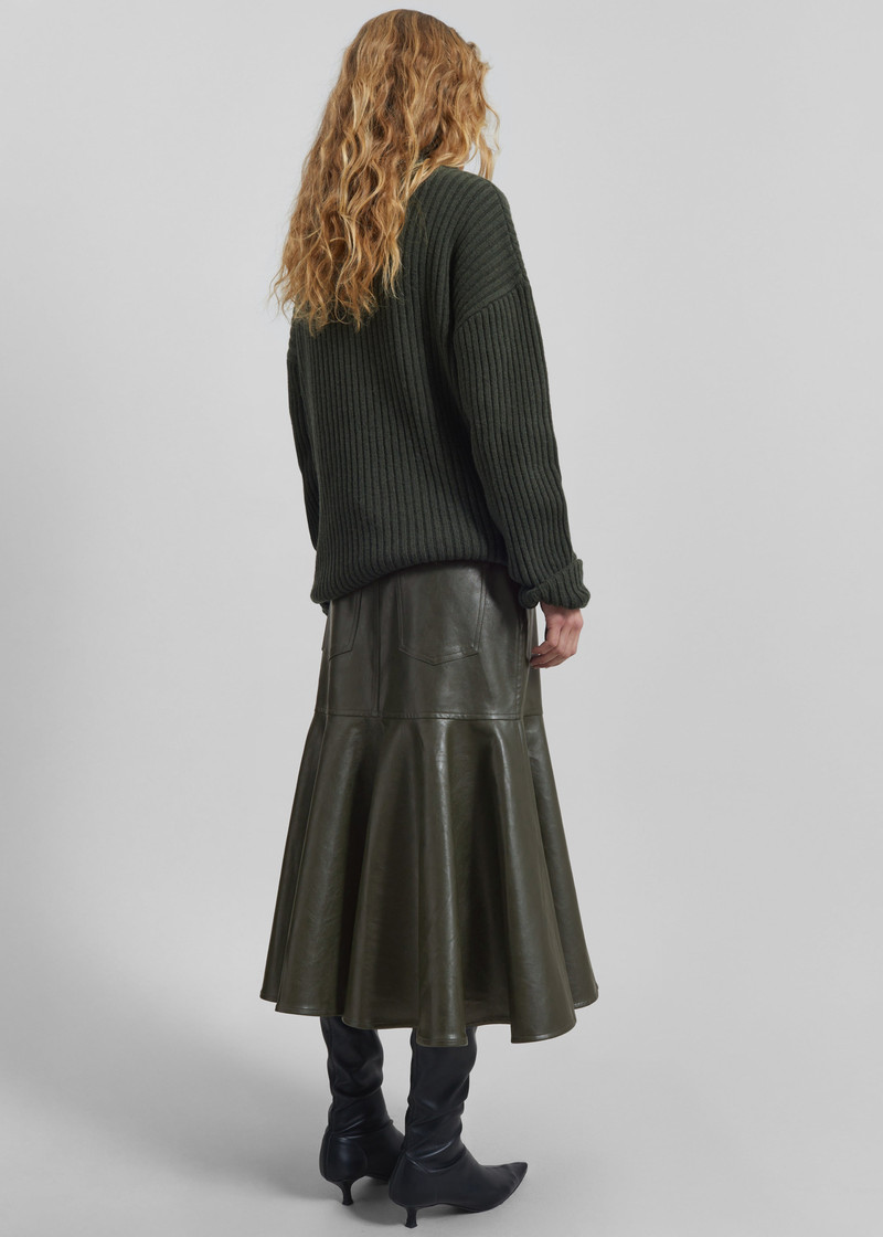 Arvika Faux Leather Mermaid Skirt - Dark Olive 7
