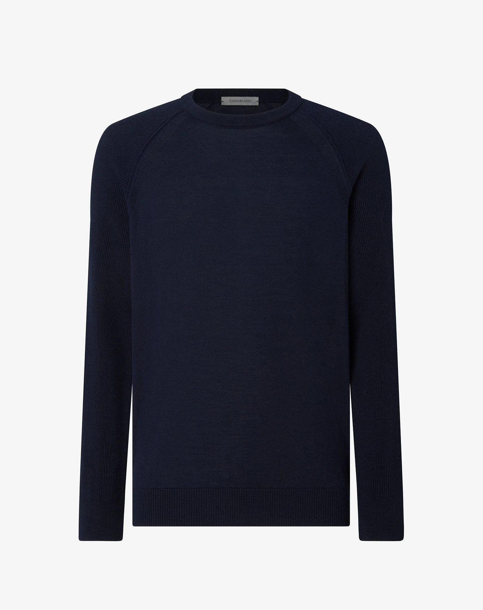 Blue raglan crew neck merino wool jumper - 1