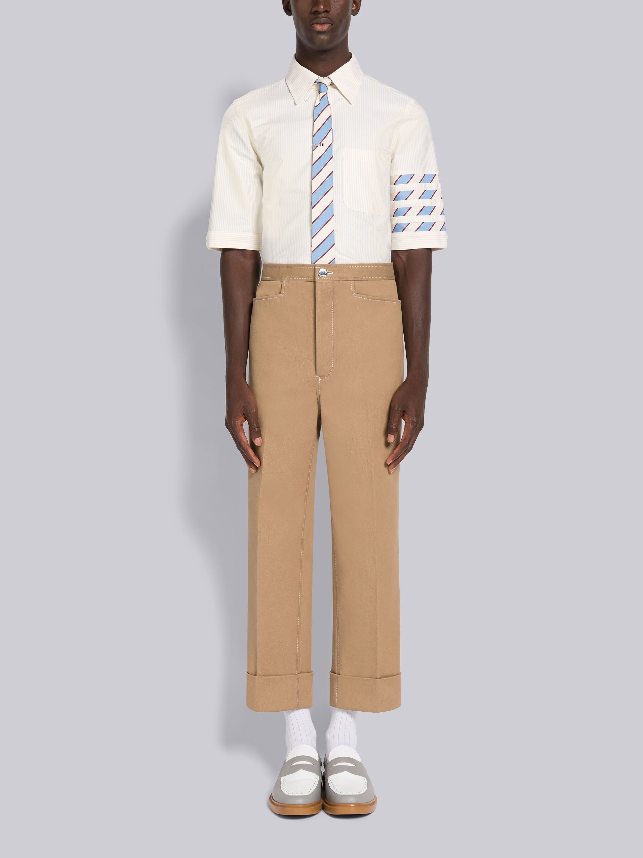 UNIVERSITY STRIPE OXFORD SEAMED 4-BAR SHORT SLEEVE SHIRT - 5