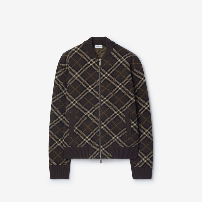 Check Wool Cashmere Bomber Jacket 1