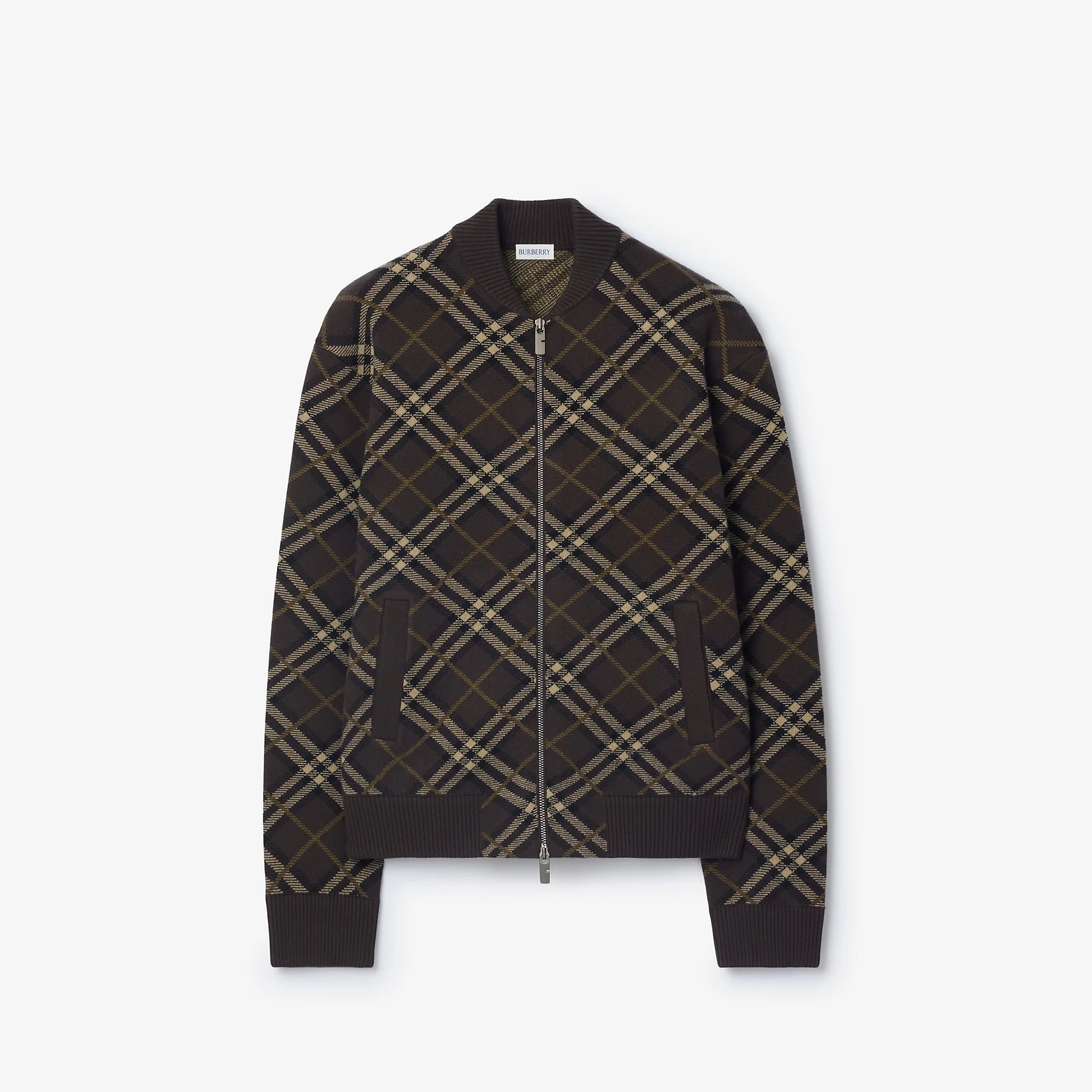 Check Wool Cashmere Bomber Jacket - 1