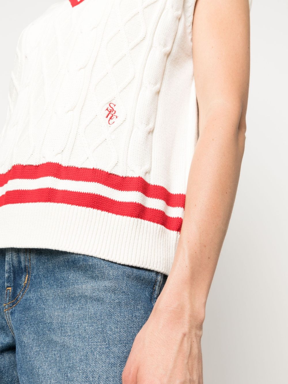 striped-edges sleeveless knitted top - 5