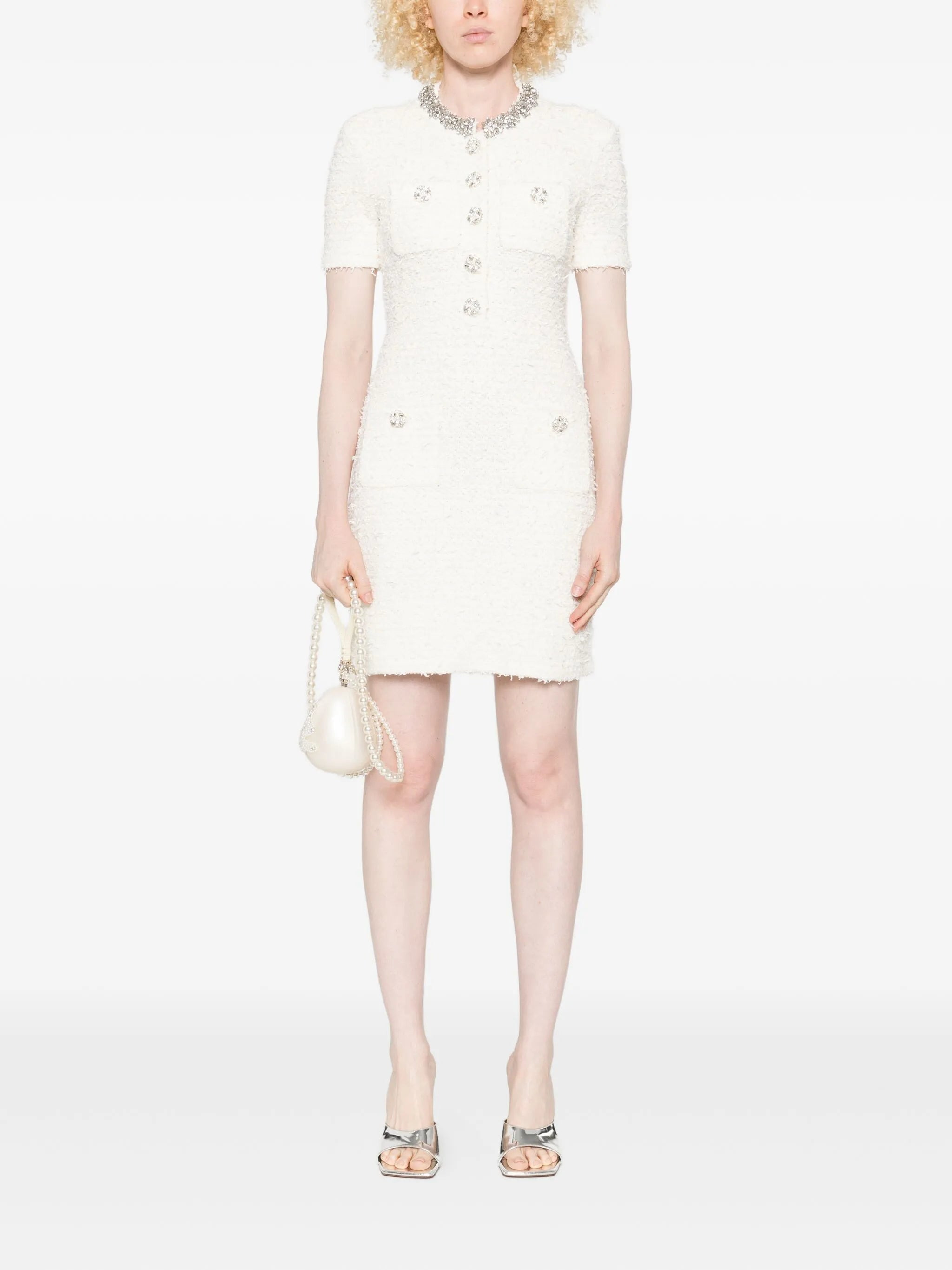 Self-portrait Embellished Button-detailed Mini Dress - 2