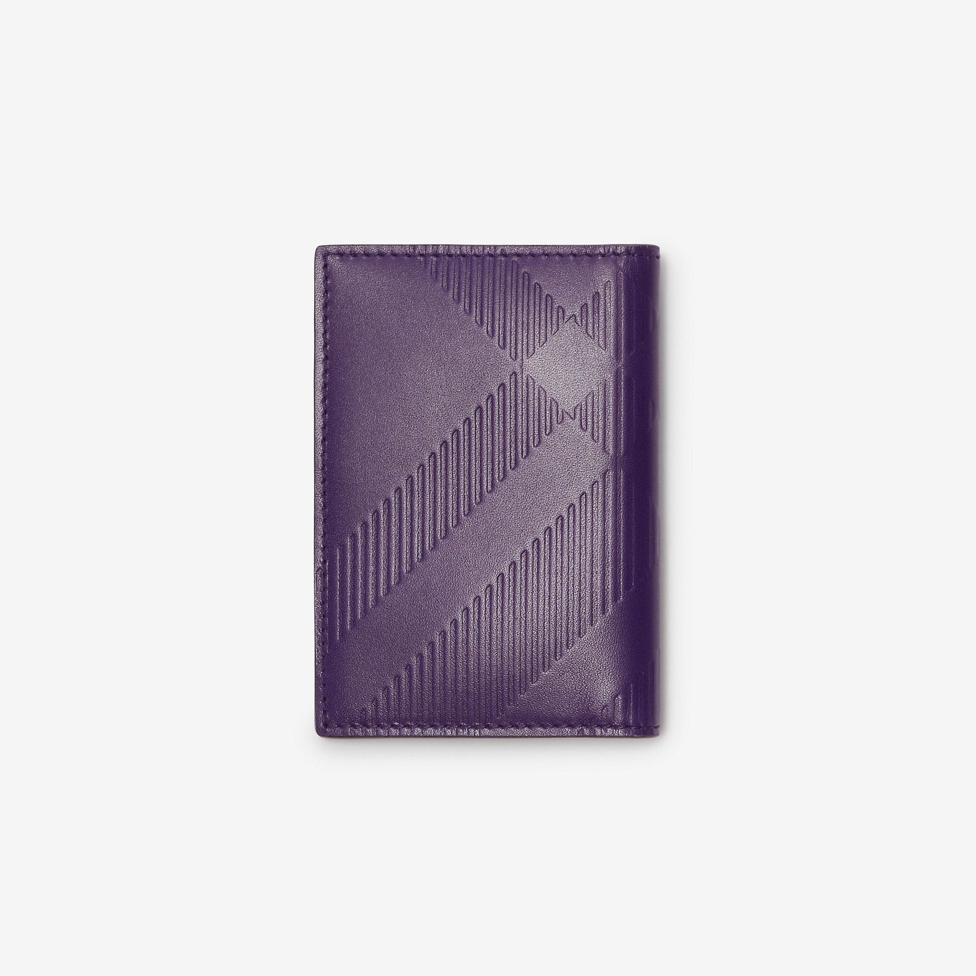Check Leather Folding Card Case - 3