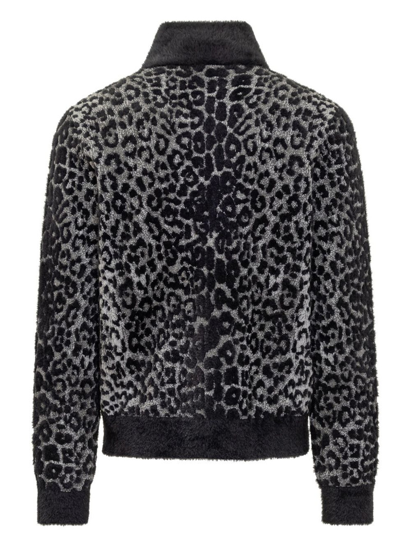 VERSACE leopard-pattern zip-up sweatshirt outlook