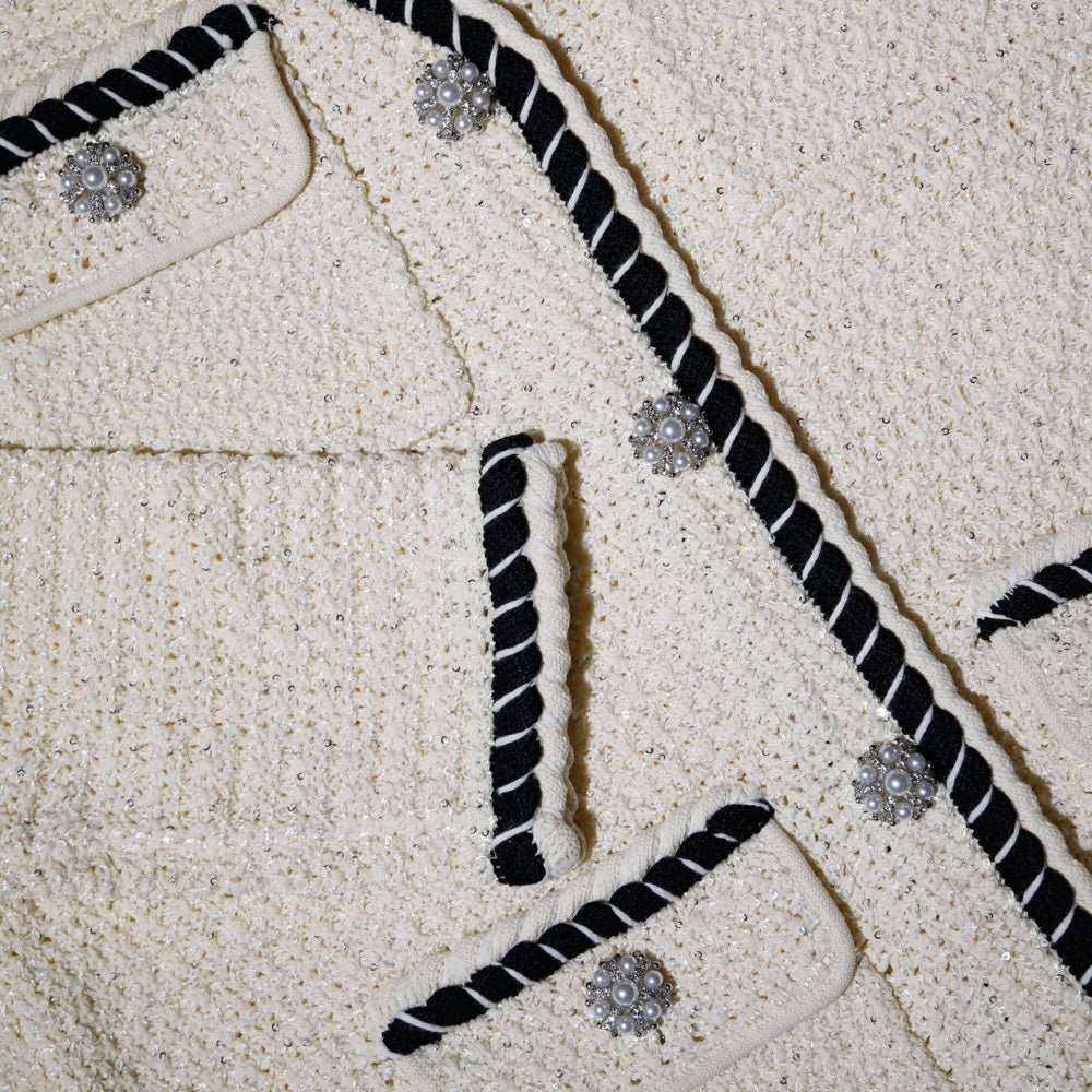 Cream Sequin Knitted Cardigan - 6