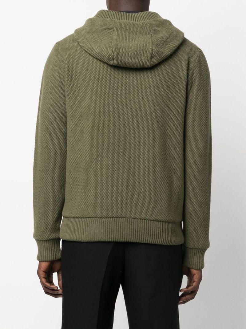 zip-up knitted hoodie - 4