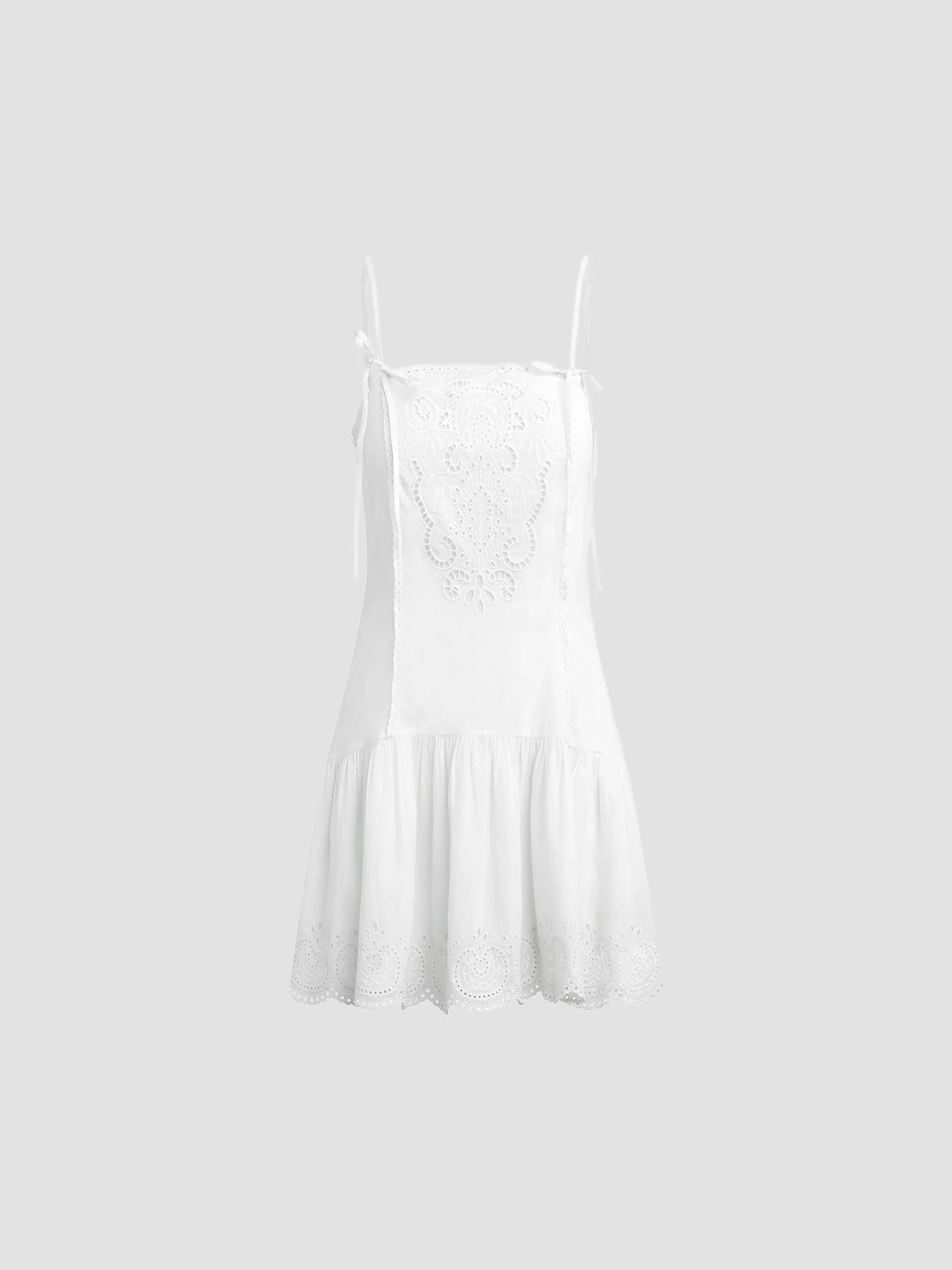 Women's x WeWoreWhat Destynee Eyelet Drop-Waist Minidress - White - 1