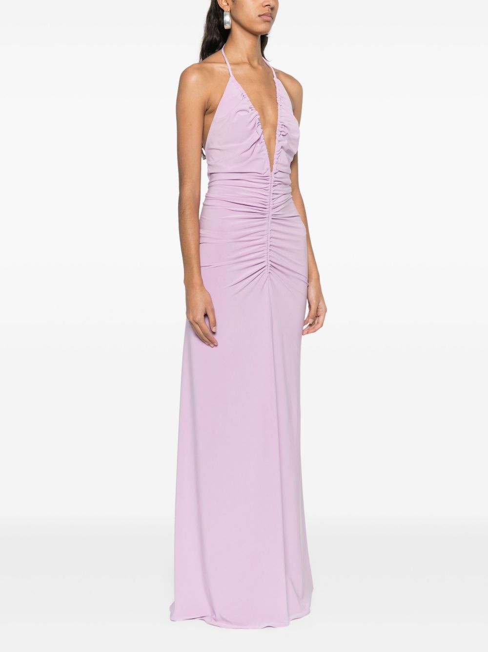 V-neck draped maxi dress - 3