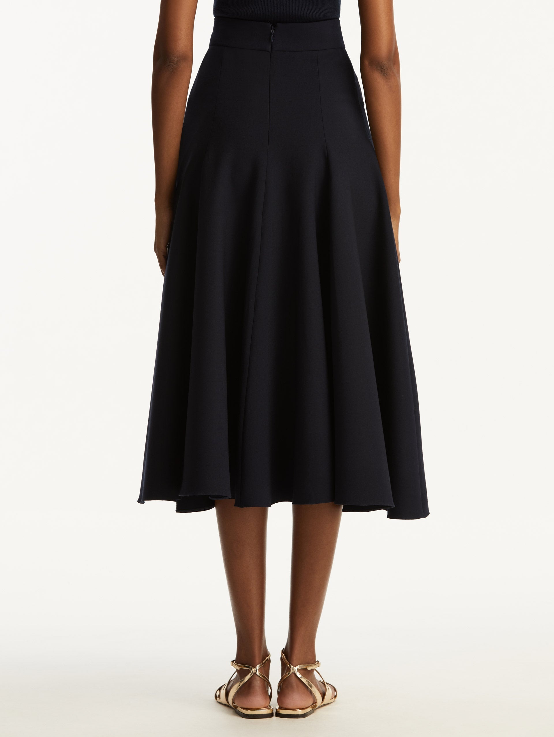 FLARED STRETCH WOOL SKIRT - 3