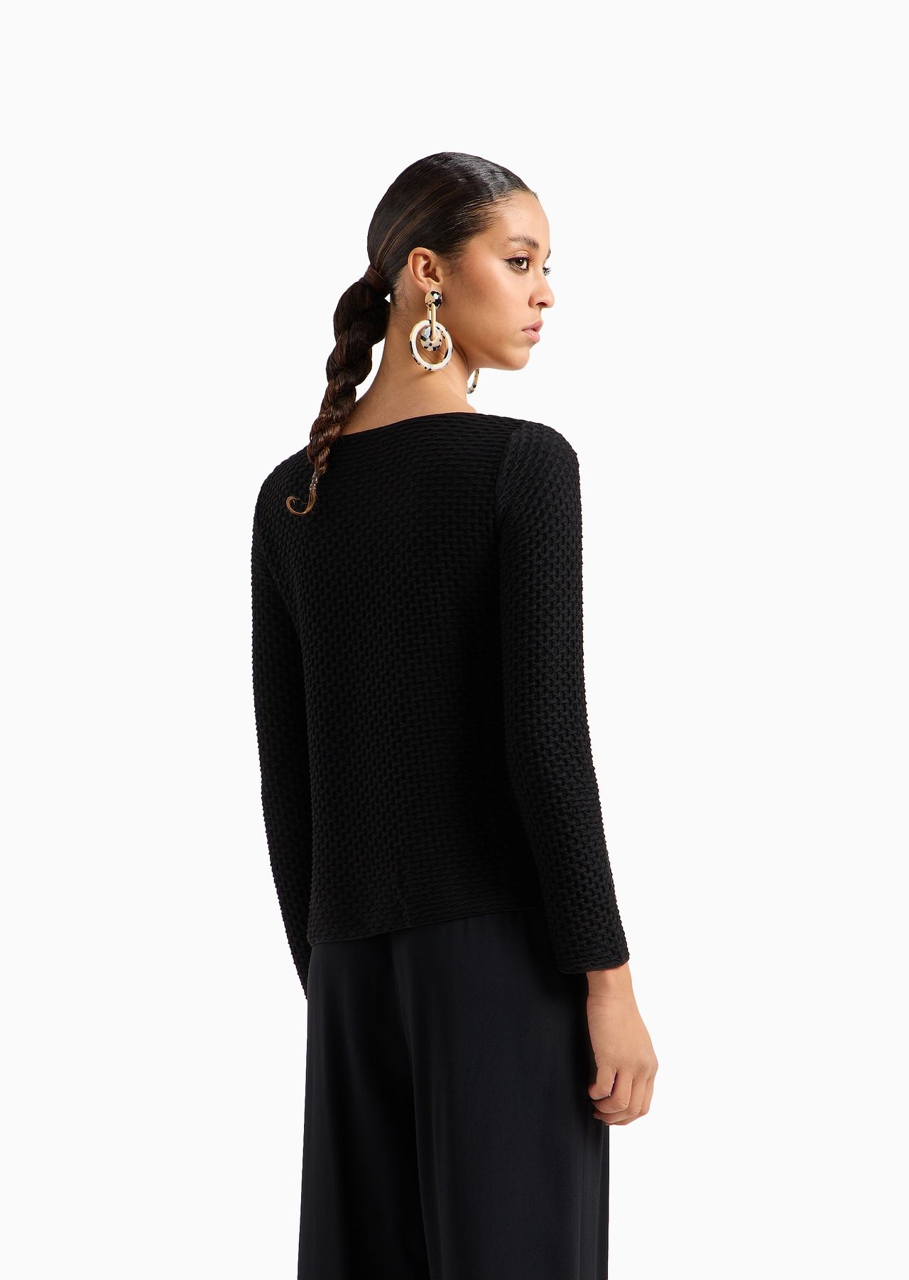 ASV recycled jersey jacquard boat-neck flared jumper - 3