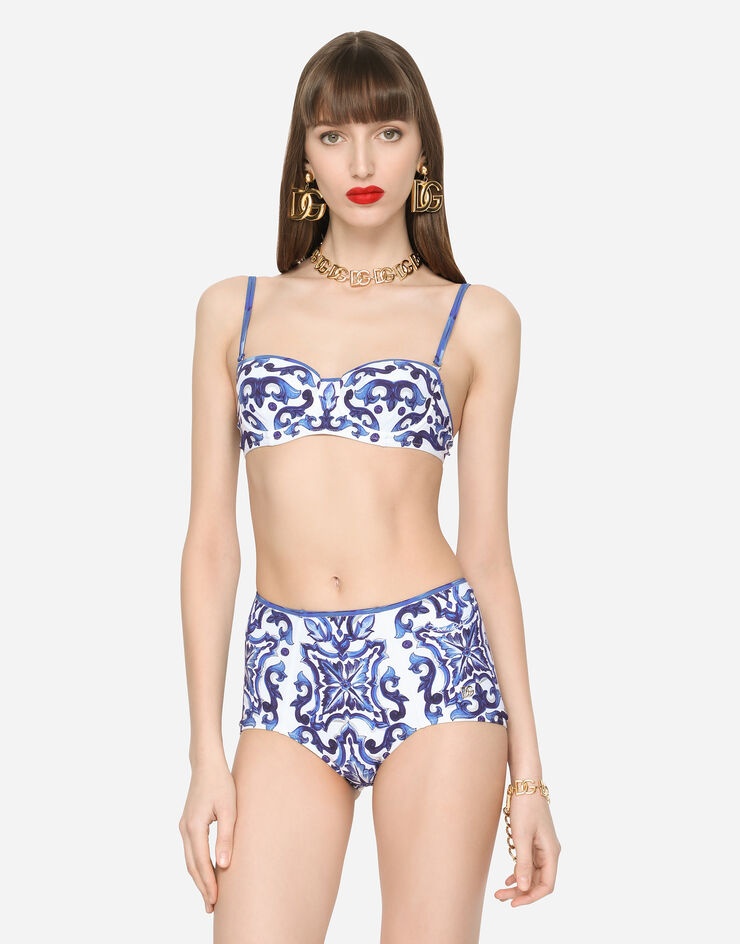 Majolica-print balconette bikini - 4