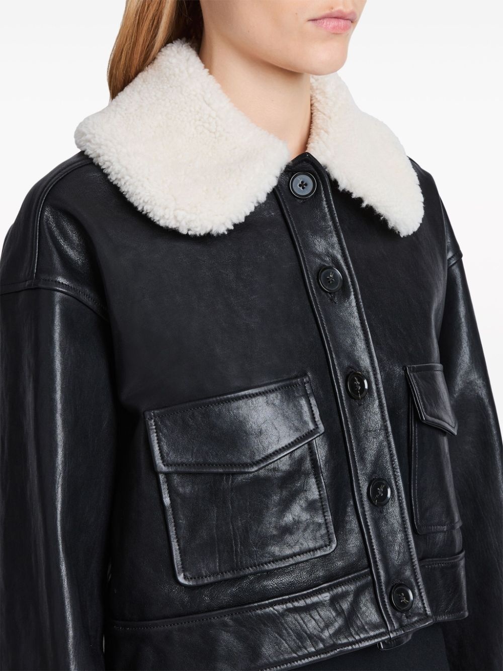 Judd shearling-collar leather jacket - 6