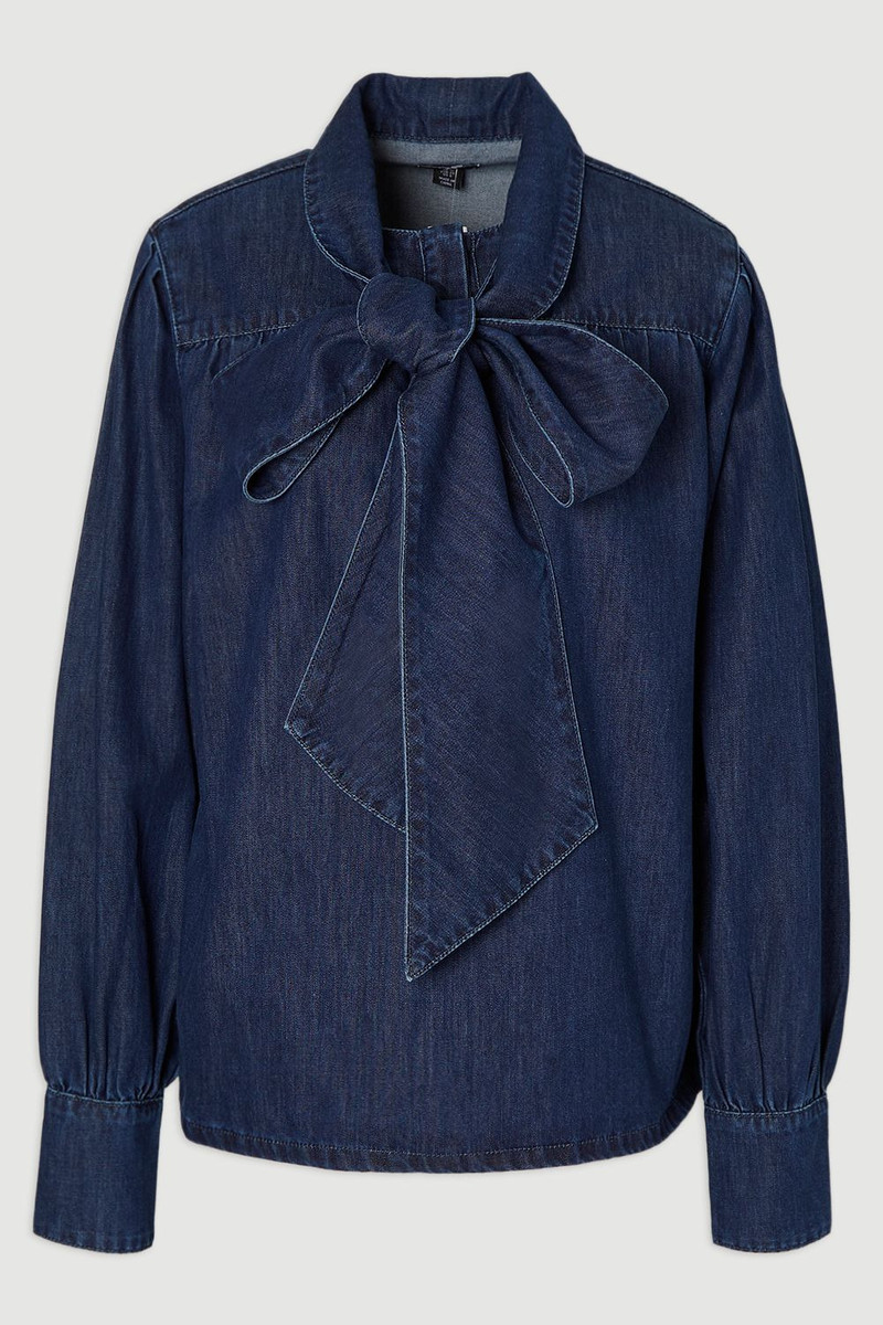 Denim Pussybow Blouse 4
