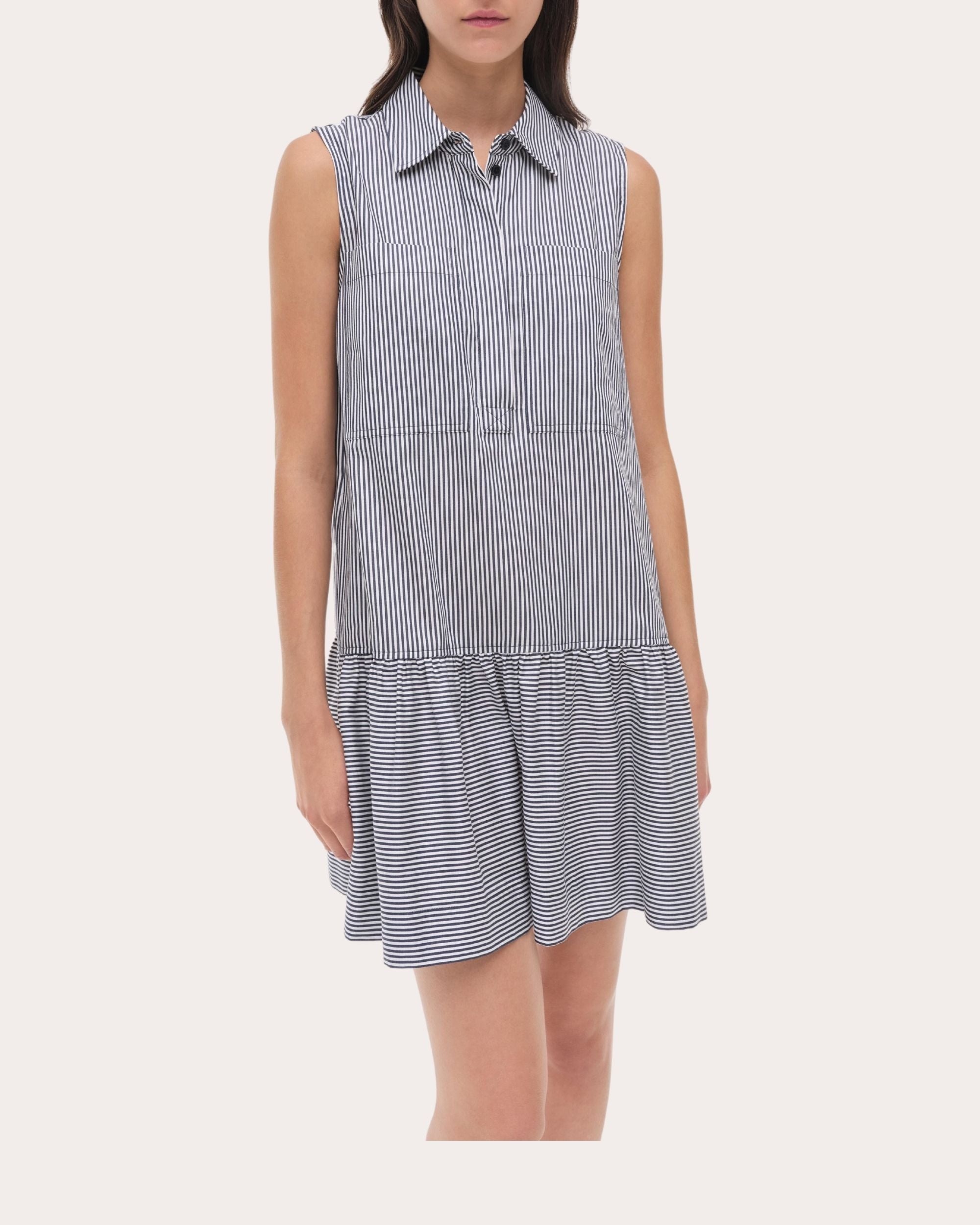 Candace Stripe Cotton Poplin Drop-Waist Shirt Dress - 4