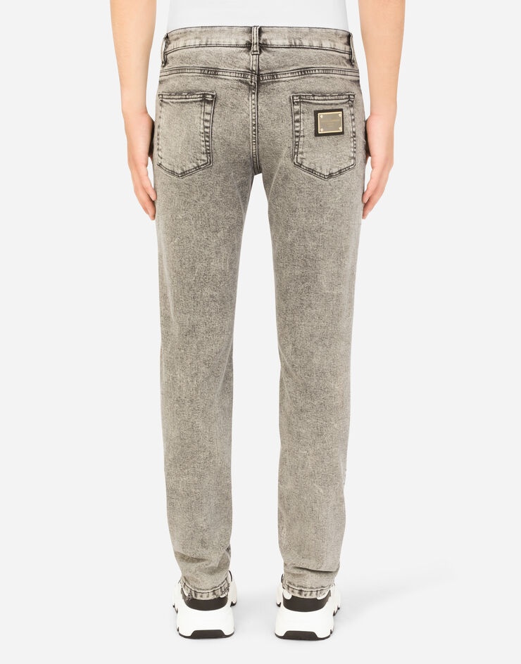 Light gray wash skinny stretch jeans - 3