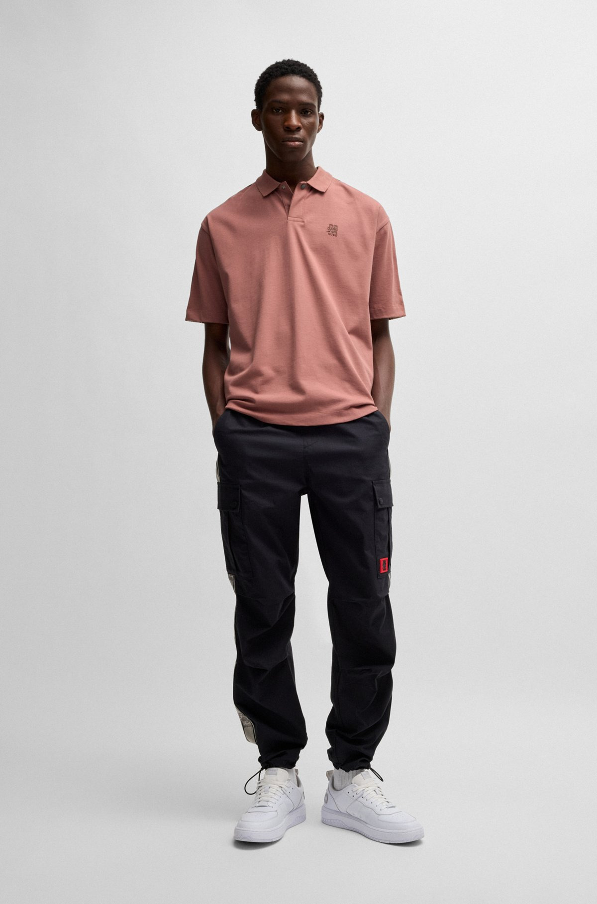 HUGO X RB COTTON POLO SHIRT WITH BRANDED TAPE - 4
