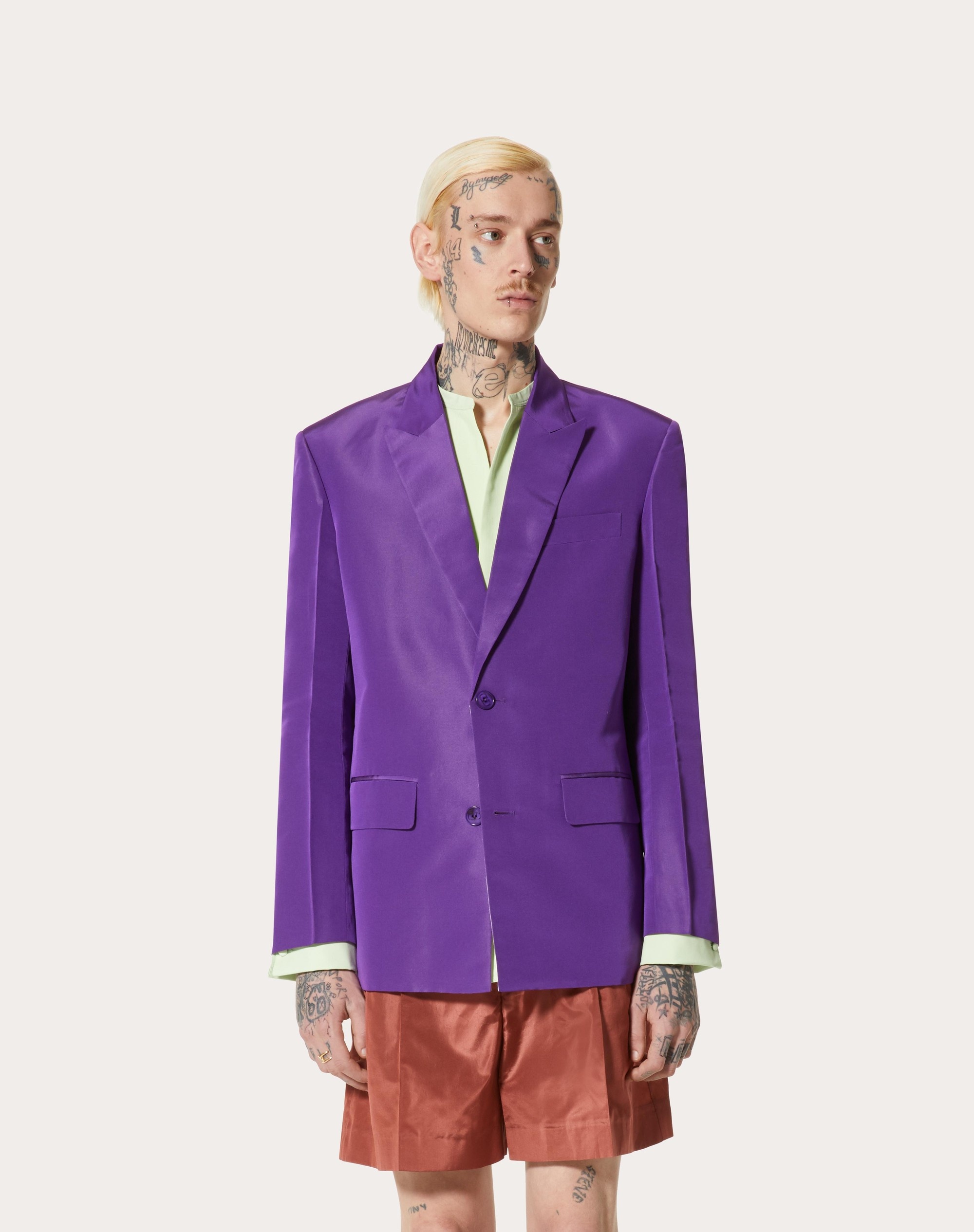 SINGLE-BREASTED SILK FAILLE JACKET - 3