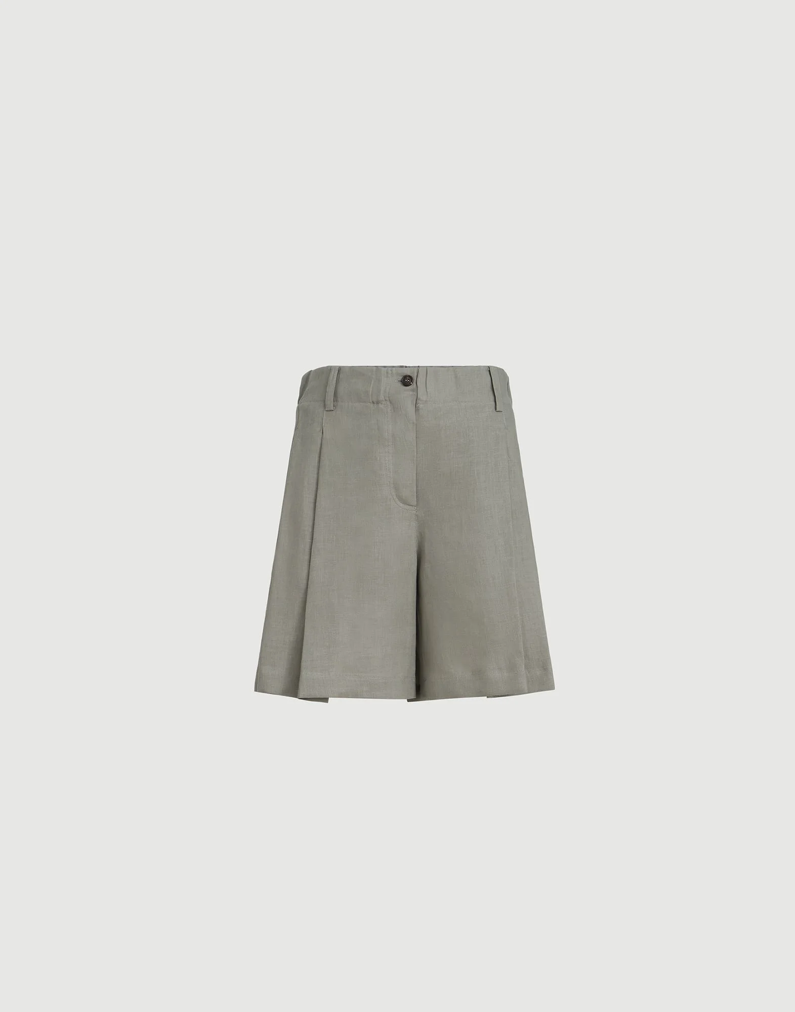 Linen shorts with drawstring and pleats - 1