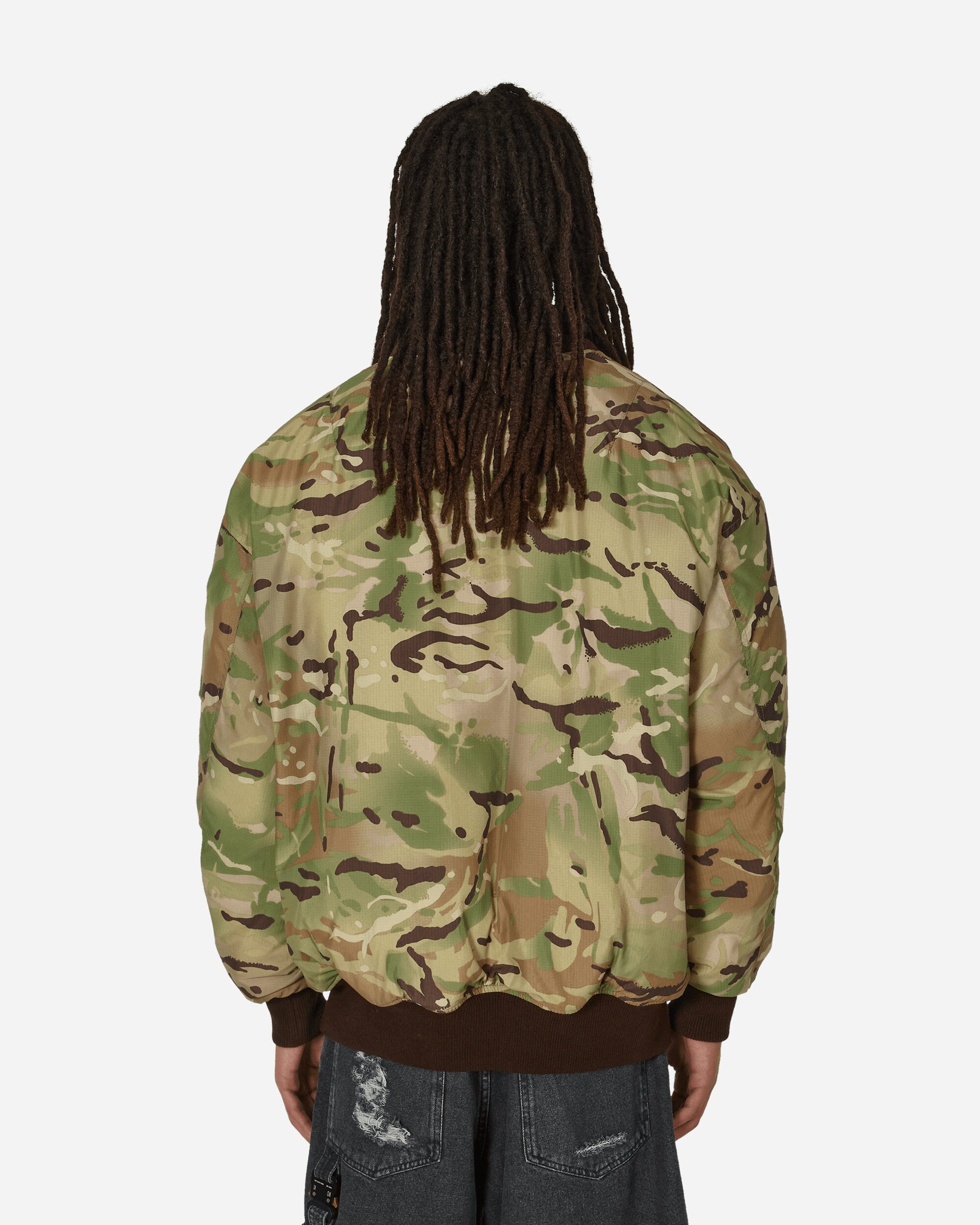 Oversized Camo Nylon Bomber Military Green - 3